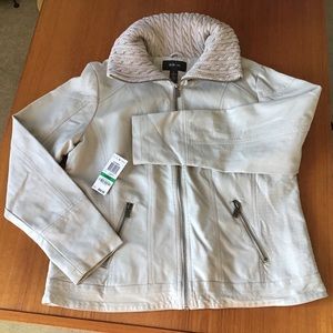 NWT Faux Leather Off White Jacket